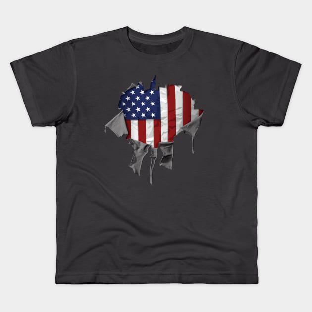 Patriotic American Flag Kids T-Shirt by eBrushDesign